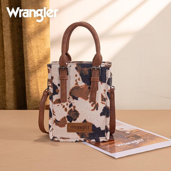 Small Canvas Crossbody Bag Women Aztec Cow Print Compact Western Purse - Picture 5 of 6